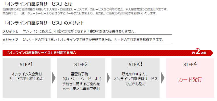 JALカードnavi パソコン申し込み オンライン口座振替サービス JCB